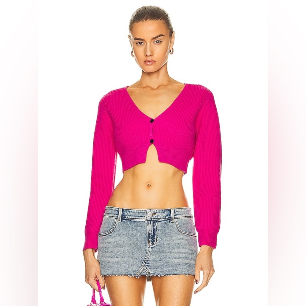 Alexander Wang hot pink cropped cardigan